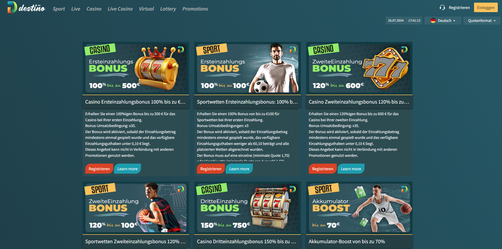 DestinoBet Casino Spieleauswahl