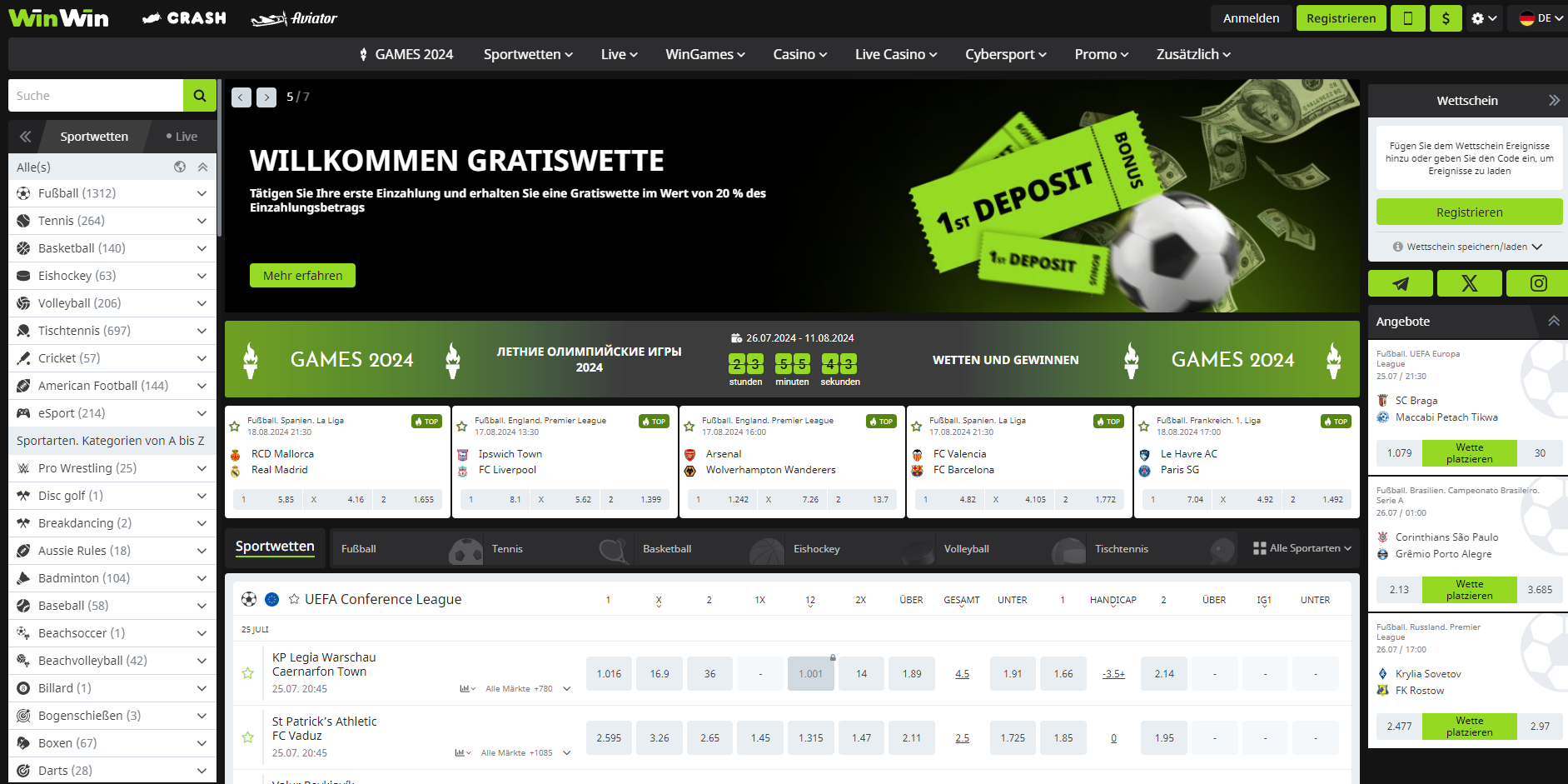 WinWin Casino Spieleauswahl