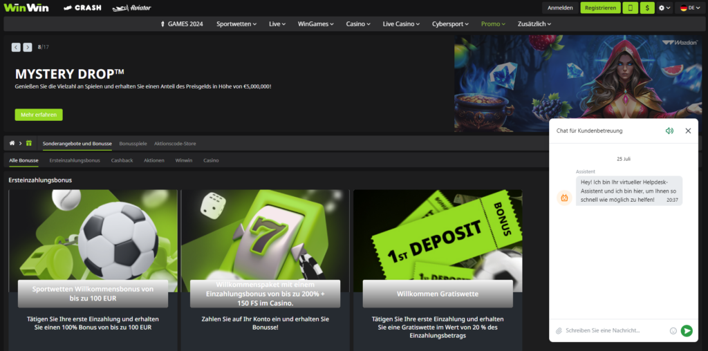 WinWin Casino Startseite