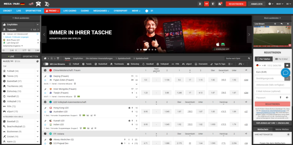 MegaPari Casino Startseite