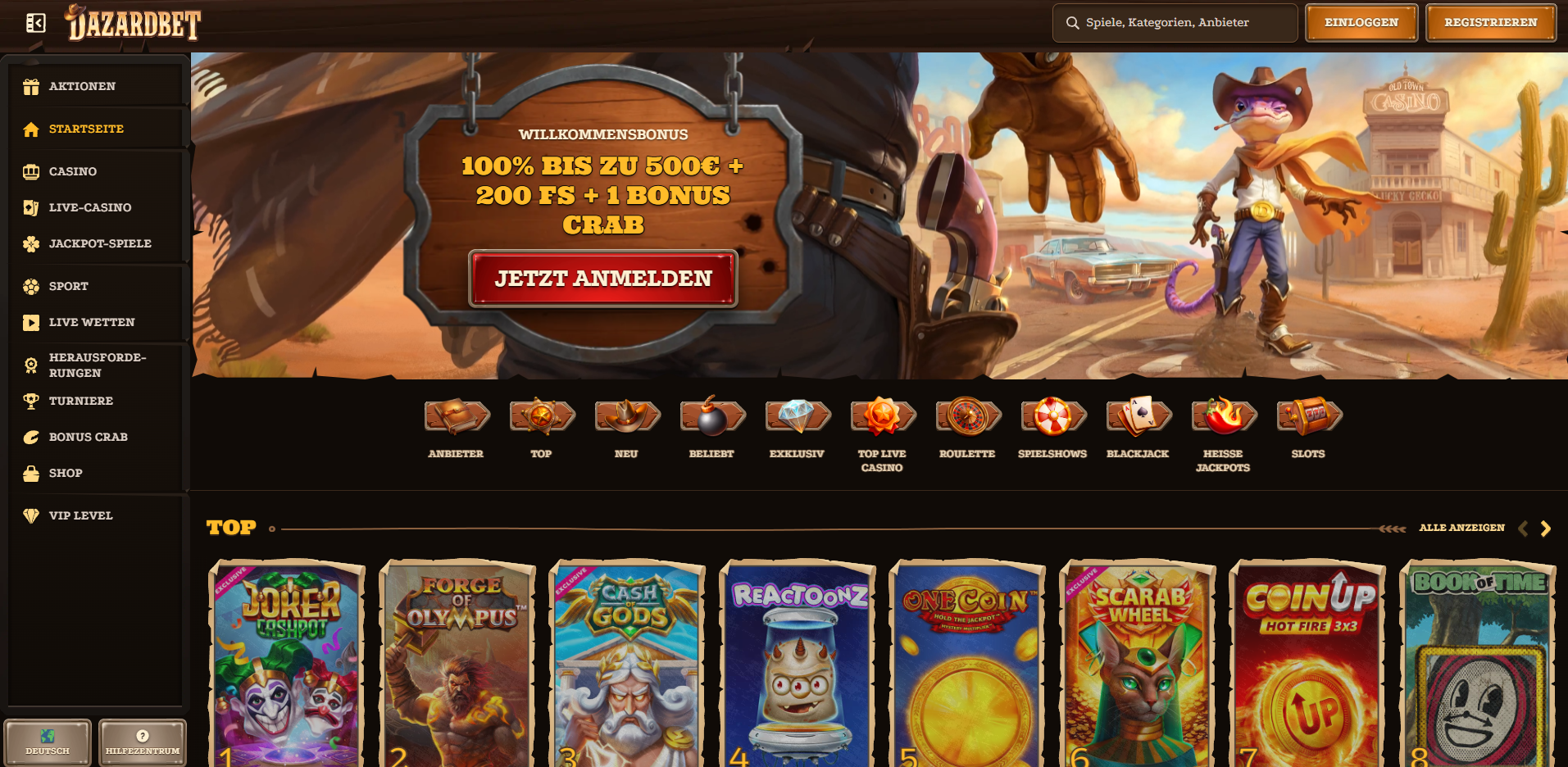 DazardBet Casino Features