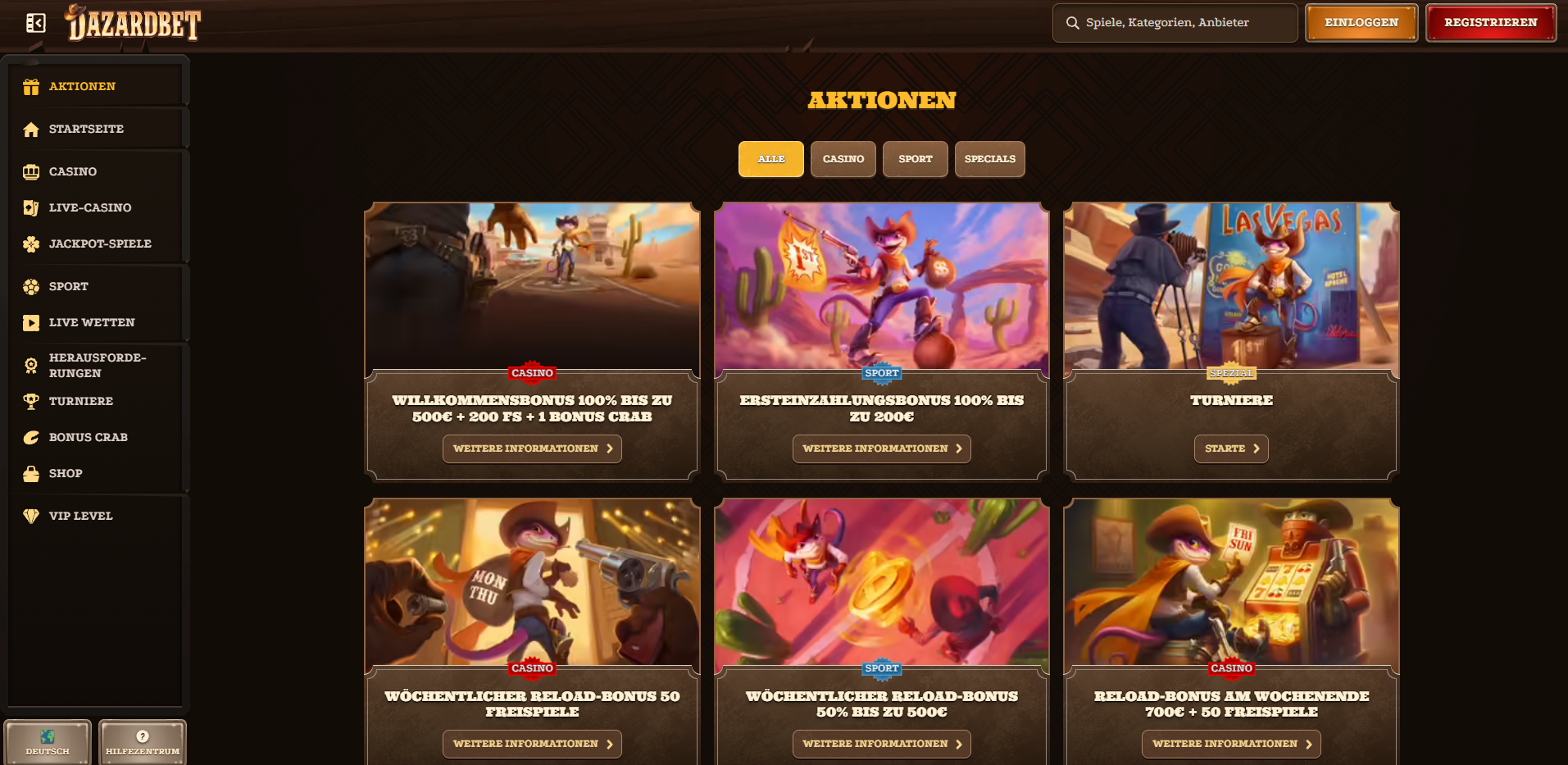 DazardBet Casino Spiele