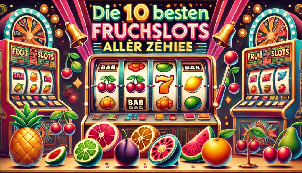 DALLE 20250327 122451 A colorful and retrostyle 169 banner image for a blog post titled Die 10 besten Früchteslots aller Zeiten The 10 best fruit slots of all time T Casinoberichte