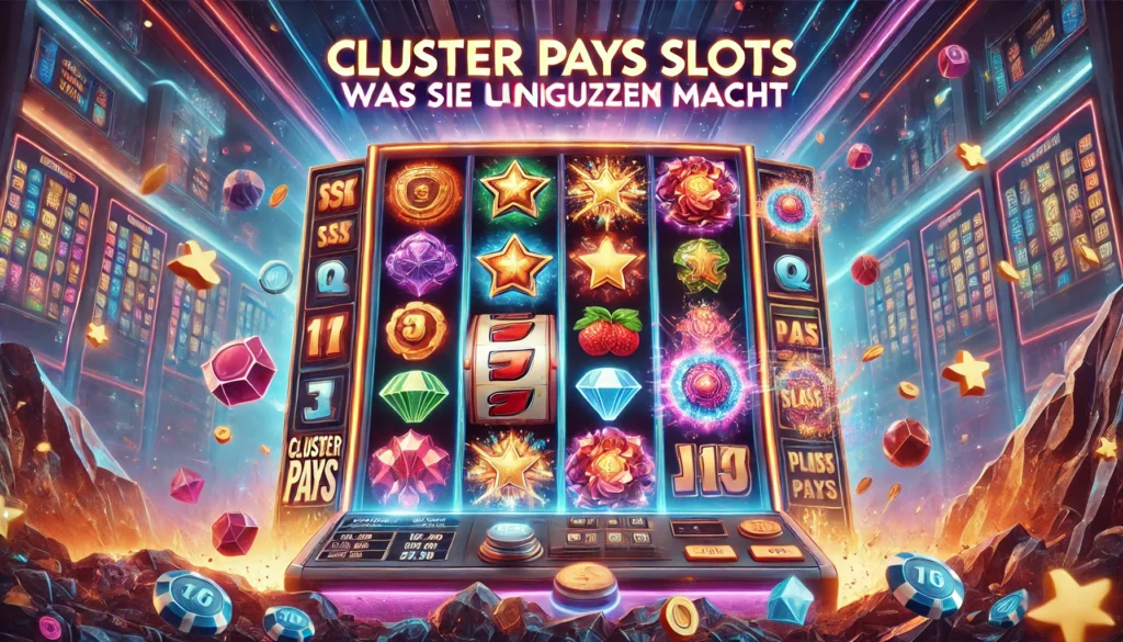 DALLE 20250327 123848 A colorful and modern 169 banner image for a blog post titled Cluster Pays Slots Was sie einzigartig macht Cluster Pays Slots What makes them un Casinoberichte
