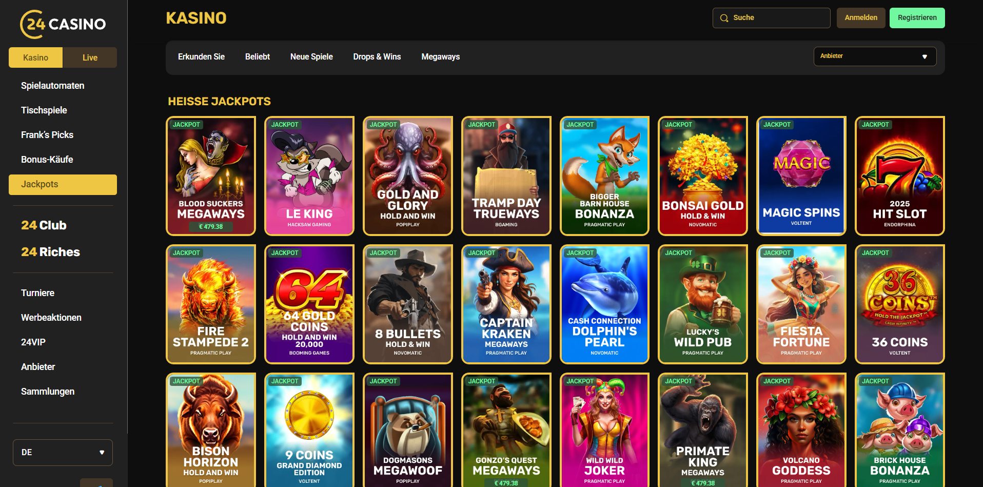 24Casino Jackpot-Spiele
