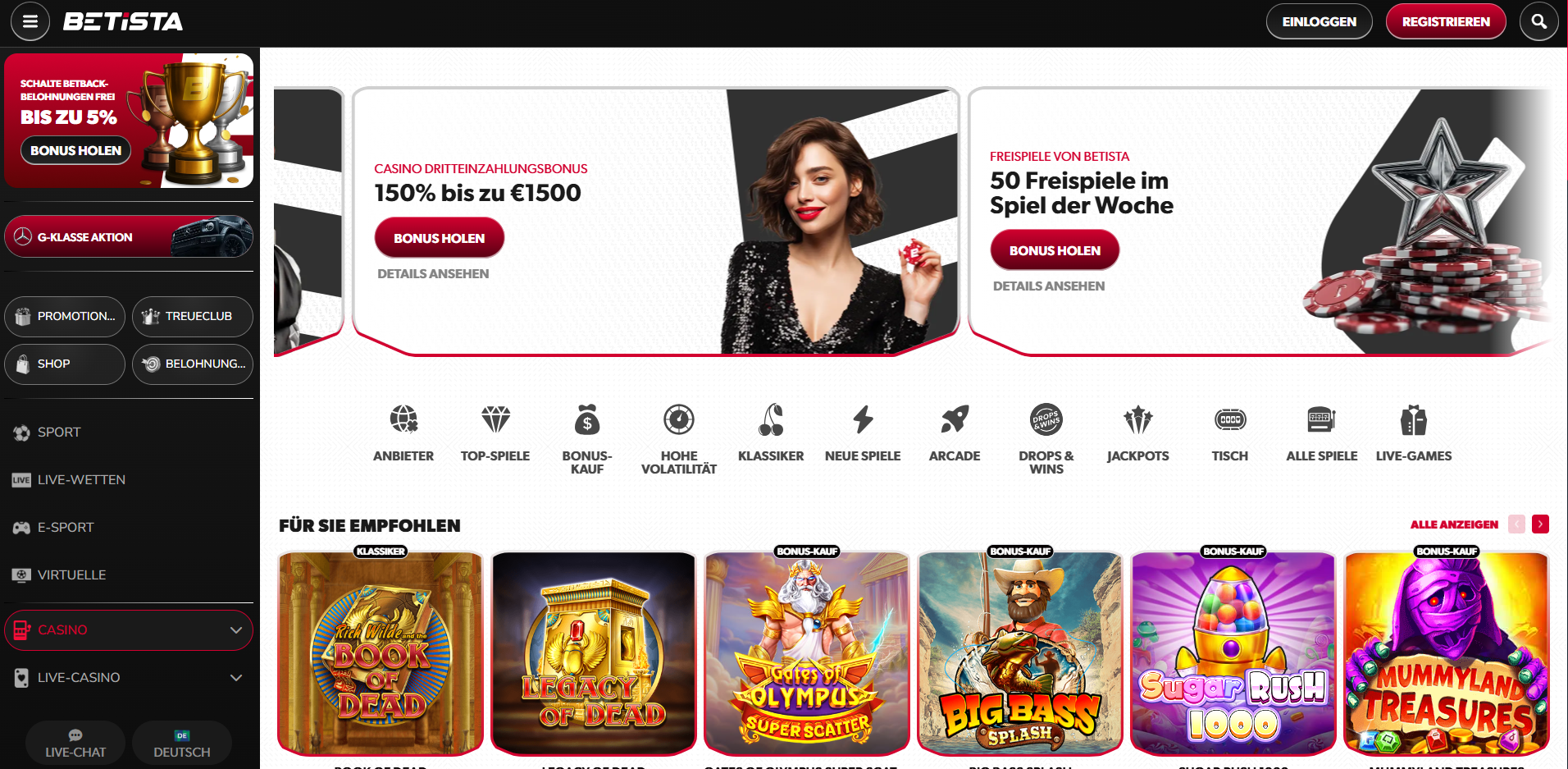 Betista Casino Startseite