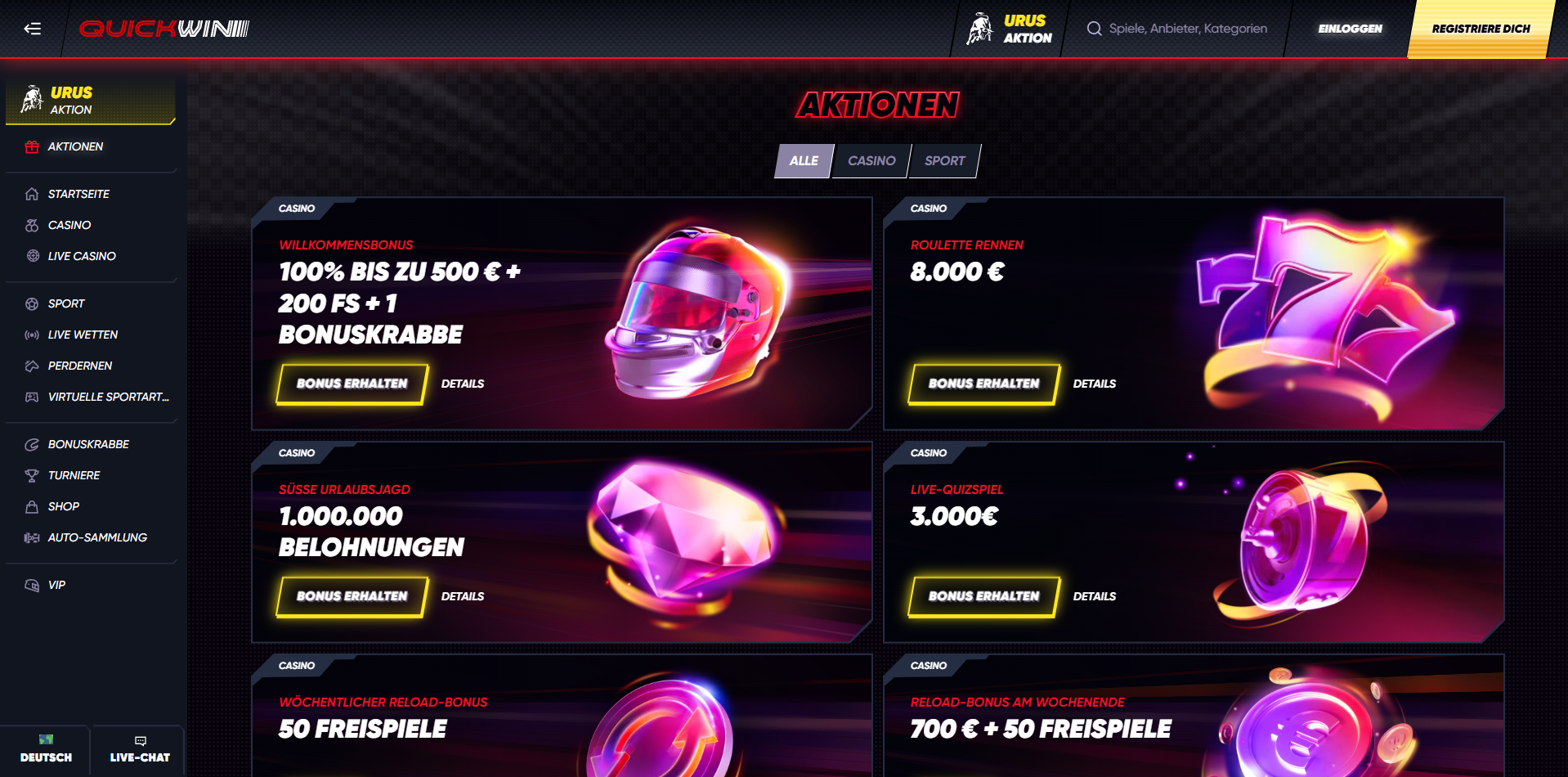 QuickWin Casino Bonusangebote