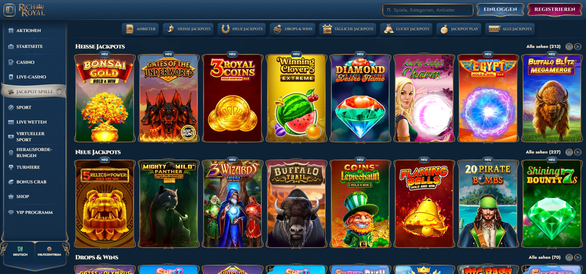 RichRoyal Jackpot Spiele