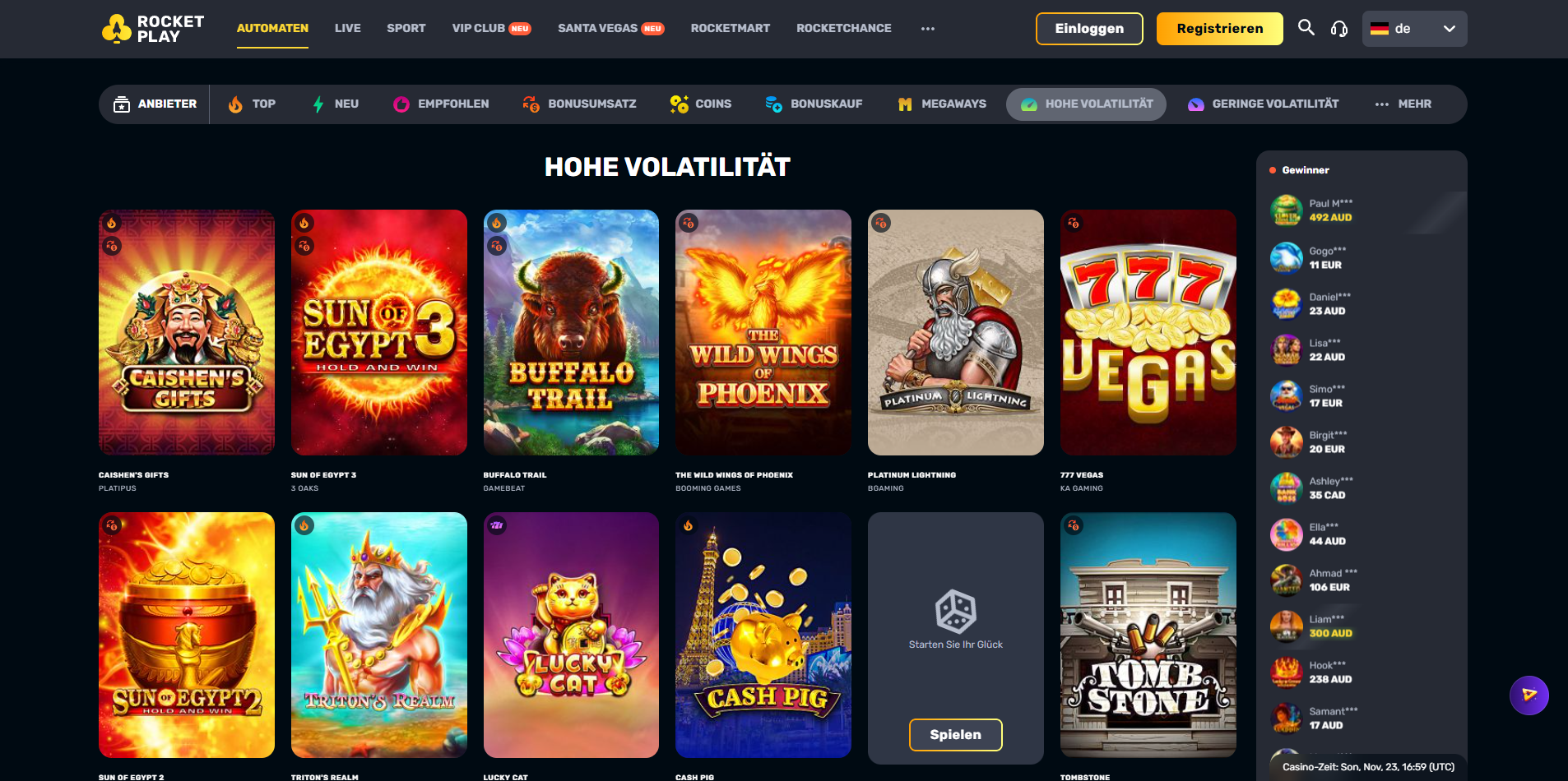 RocketPlay High Volatility Slots
