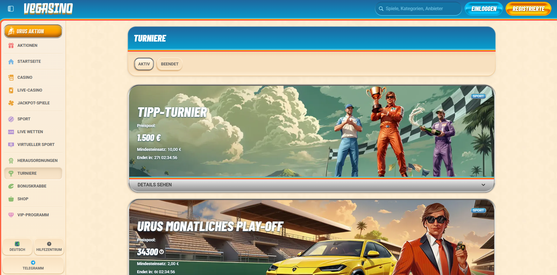 Vegasino Casino Turniere