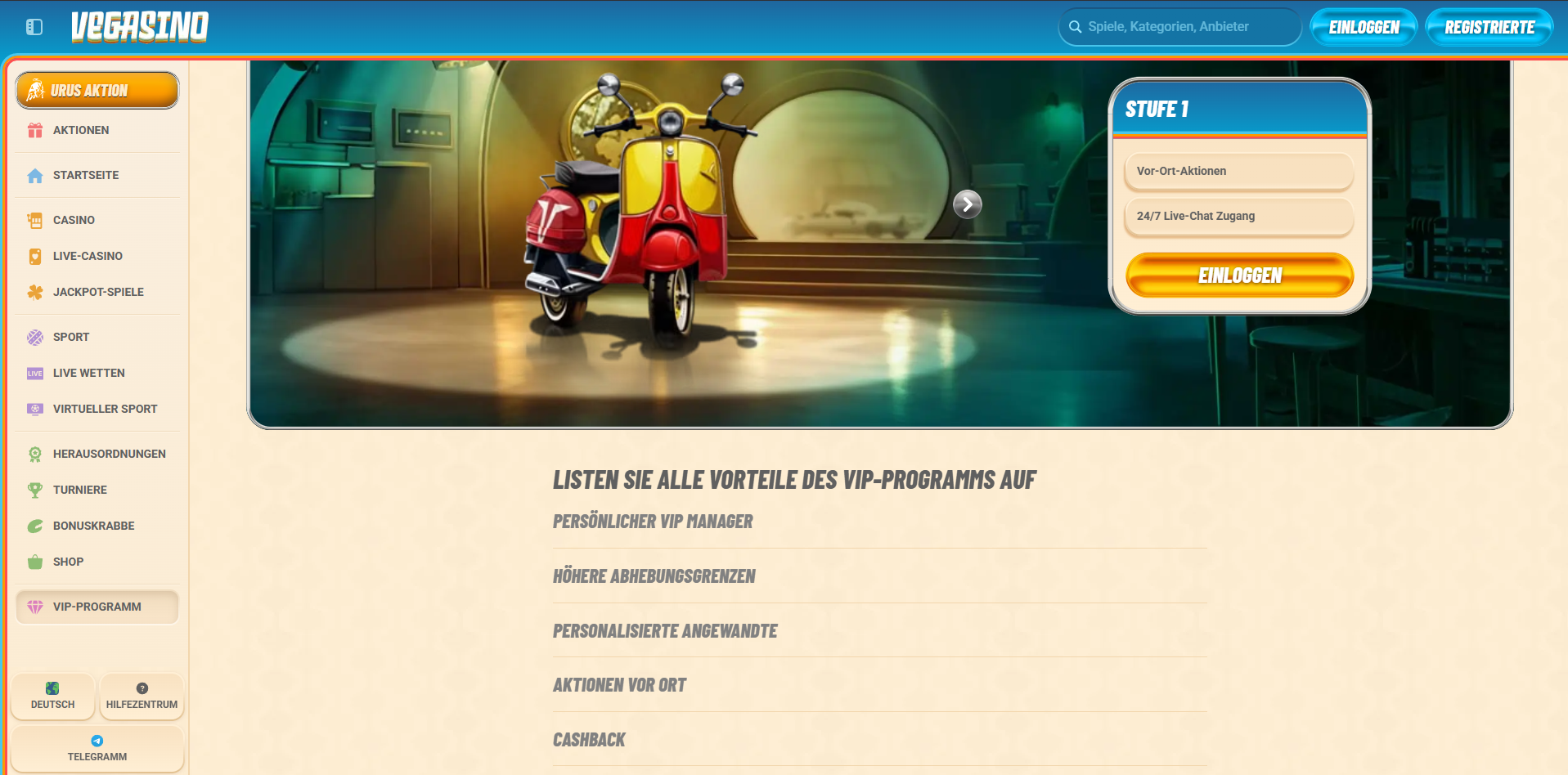 Vegasino VIP-Programm