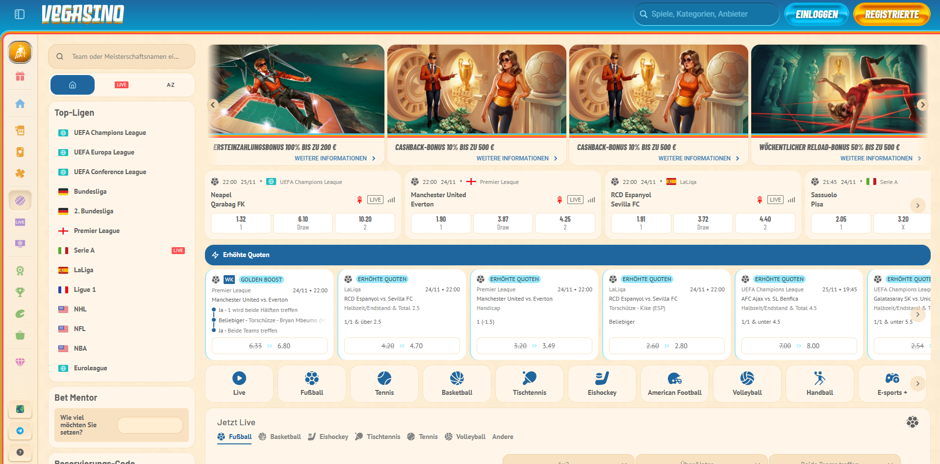 Vegasino Sportwetten