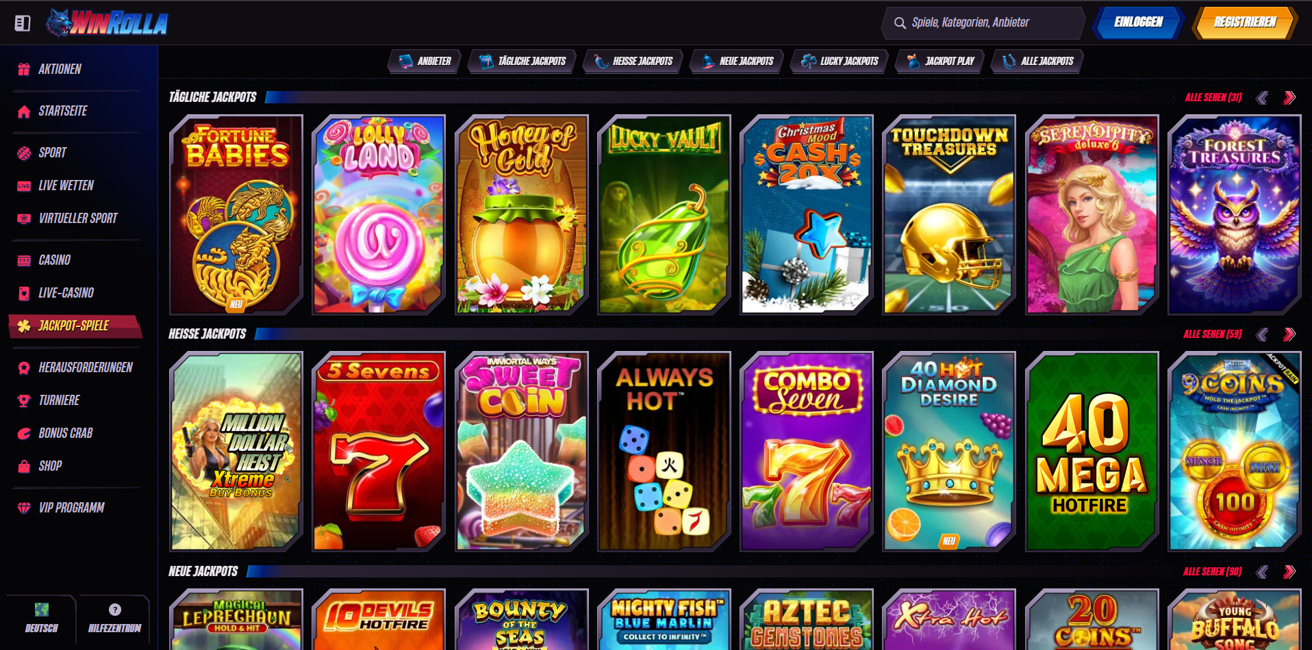 WinRolla Jackpot Spiele