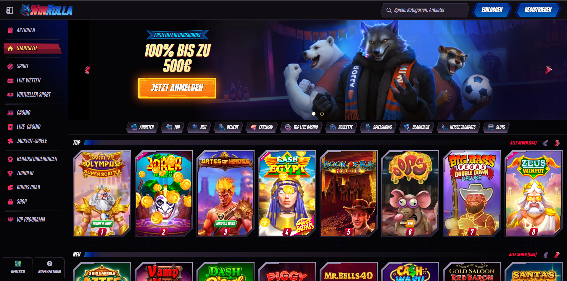 WinRolla Casino Startseite