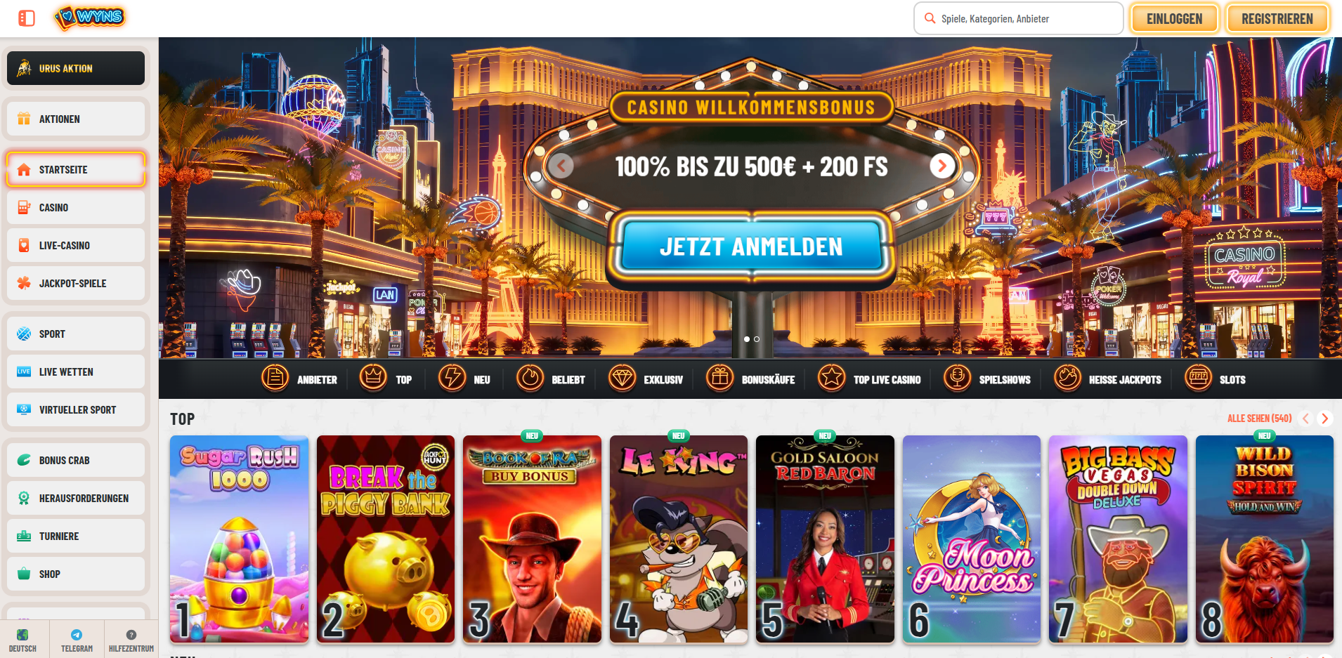 Wyns Casino Startseite